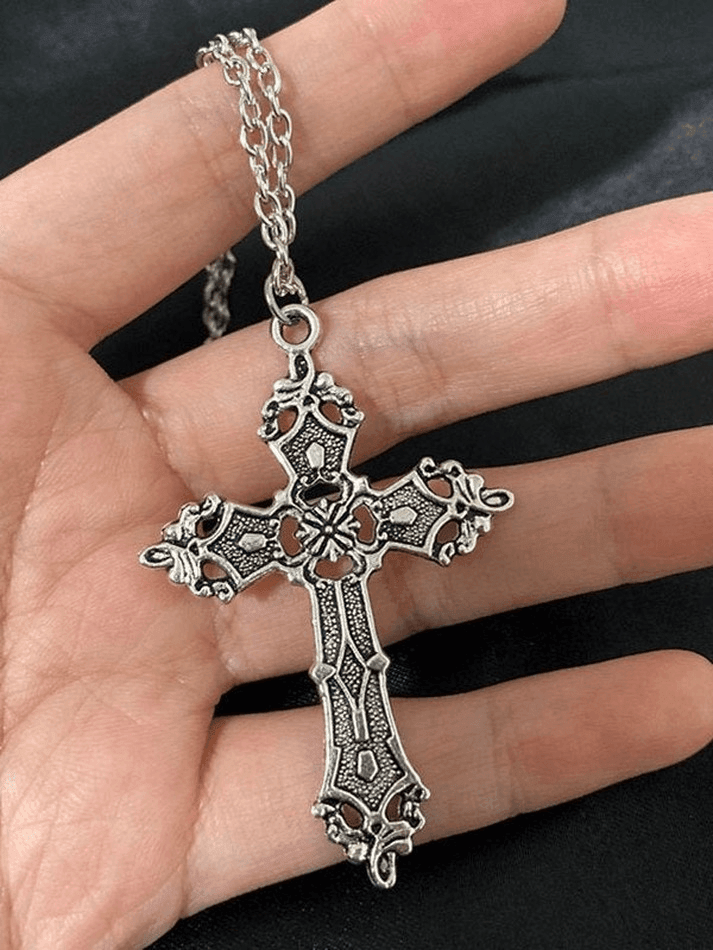Collier croix baroque vintage-Necklaces-MAUV STUDIO-STREETWEAR-Y2K-CLOTHING