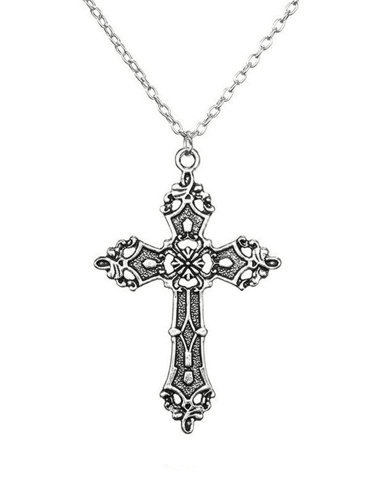 Collier croix baroque vintage-Necklaces-MAUV STUDIO-STREETWEAR-Y2K-CLOTHING