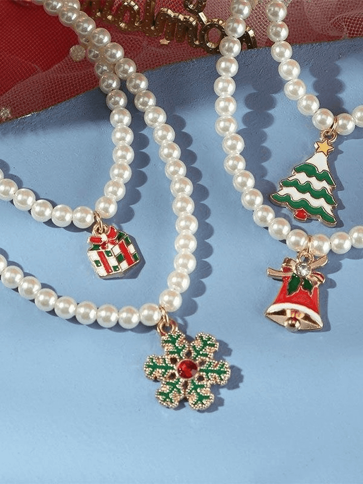 Collier de Noël en fausses perles-Necklaces-MAUV STUDIO-STREETWEAR-Y2K-CLOTHING