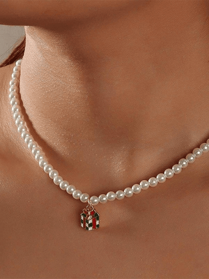 Collier de Noël en fausses perles-Necklaces-MAUV STUDIO-STREETWEAR-Y2K-CLOTHING