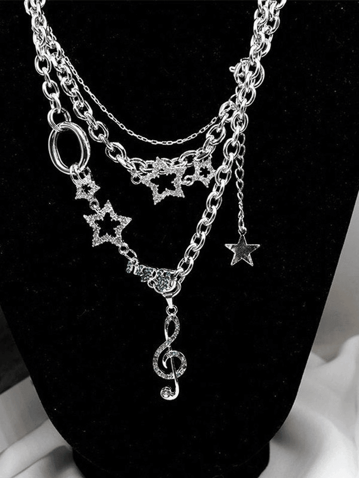 Collier de charme de décor de strass-Necklaces-MAUV STUDIO-STREETWEAR-Y2K-CLOTHING