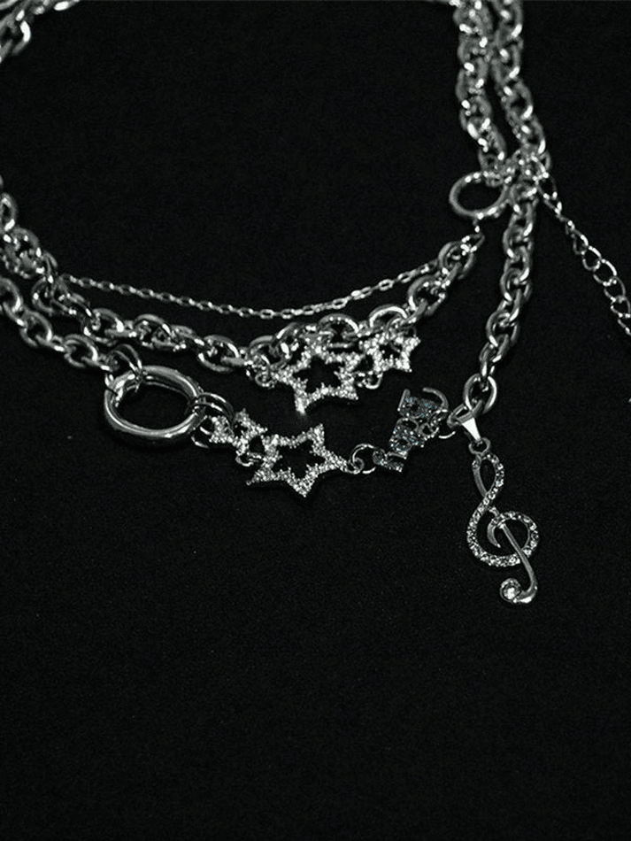 Collier de charme de décor de strass-Necklaces-MAUV STUDIO-STREETWEAR-Y2K-CLOTHING