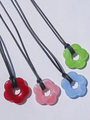 Collier de corde à pendentif fleur évidée-Necklaces-MAUV STUDIO-STREETWEAR-Y2K-CLOTHING