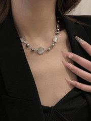 Collier de perles de décor de pierres précieuses grunge-Necklaces-MAUV STUDIO-STREETWEAR-Y2K-CLOTHING