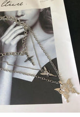 Collier multicouche papillon-Necklaces-MAUV STUDIO-STREETWEAR-Y2K-CLOTHING
