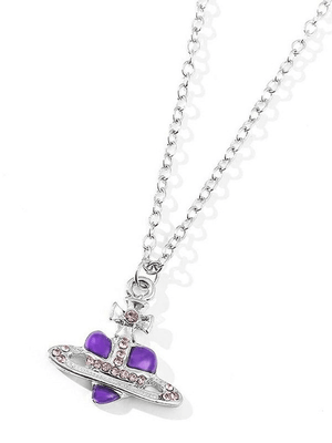 Collier pendentif coeur croix strass-Necklaces-MAUV STUDIO-STREETWEAR-Y2K-CLOTHING