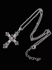 Collier pendentif croix strass grunge-Necklaces-MAUV STUDIO-STREETWEAR-Y2K-CLOTHING