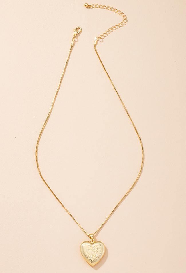 Collier pendentif en forme de coeur-Necklaces-MAUV STUDIO-STREETWEAR-Y2K-CLOTHING