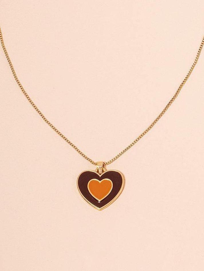 Collier pendentif en forme de cœur dégradé-Necklaces-MAUV STUDIO-STREETWEAR-Y2K-CLOTHING