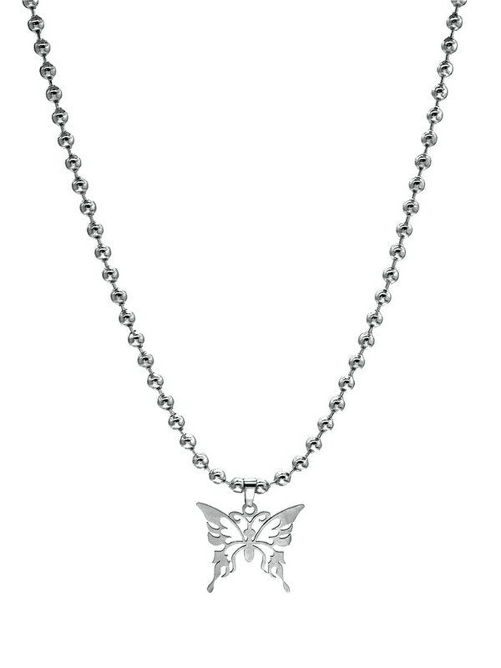 Collier pendentif papillon-Necklaces-MAUV STUDIO-STREETWEAR-Y2K-CLOTHING