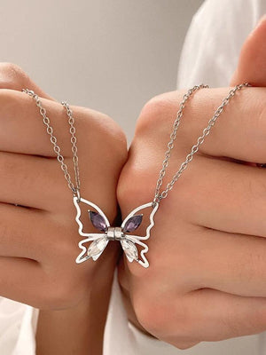 Collier pendentif papillon chatoyant magnétique-Necklaces-MAUV STUDIO-STREETWEAR-Y2K-CLOTHING