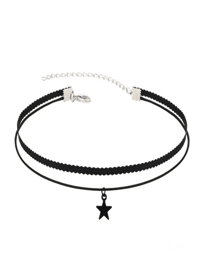 Collier ras du cou étoile noire double épaisseur-Necklaces-MAUV STUDIO-STREETWEAR-Y2K-CLOTHING