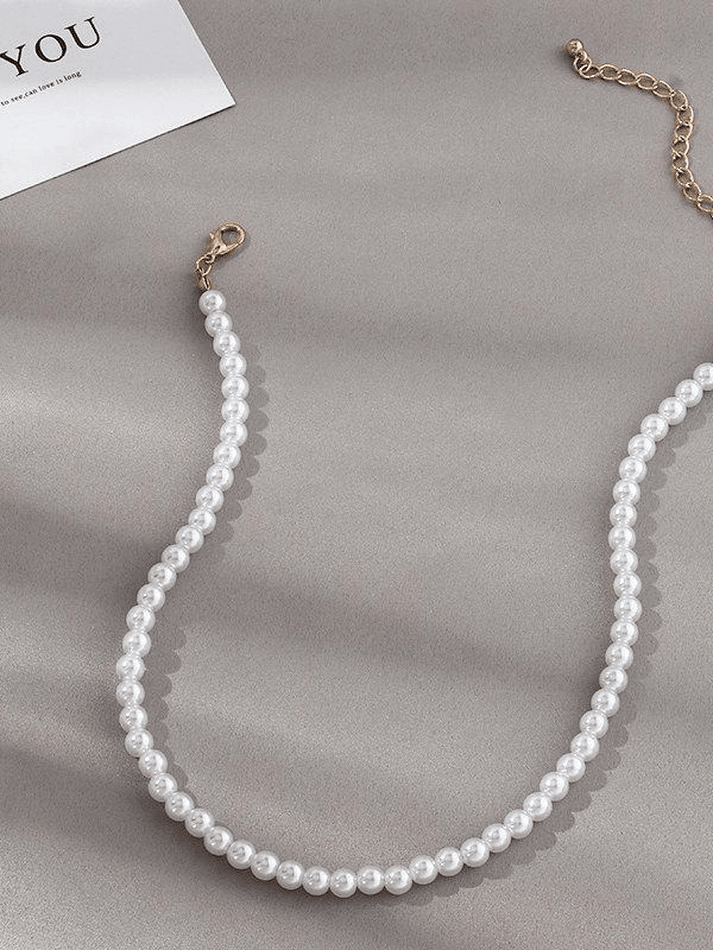 Collier simple en fausses perles-Necklaces-MAUV STUDIO-STREETWEAR-Y2K-CLOTHING