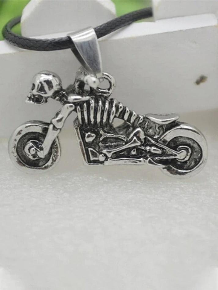 Collier tête de mort moto vintage pour homme-Necklaces-MAUV STUDIO-STREETWEAR-Y2K-CLOTHING