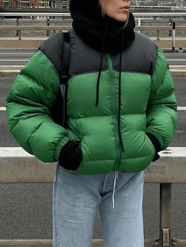 Color Block Zip Up Puffer Jacket-Jackets-MAUV STUDIO-STREETWEAR-Y2K-CLOTHING