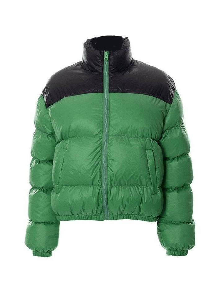 Color Block Zip Up Puffer Jacket-Jackets-MAUV STUDIO-STREETWEAR-Y2K-CLOTHING