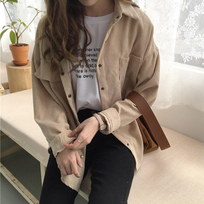 Comfy Cute Cord Shirt-Jackets-MAUV STUDIO-STREETWEAR-Y2K-CLOTHING