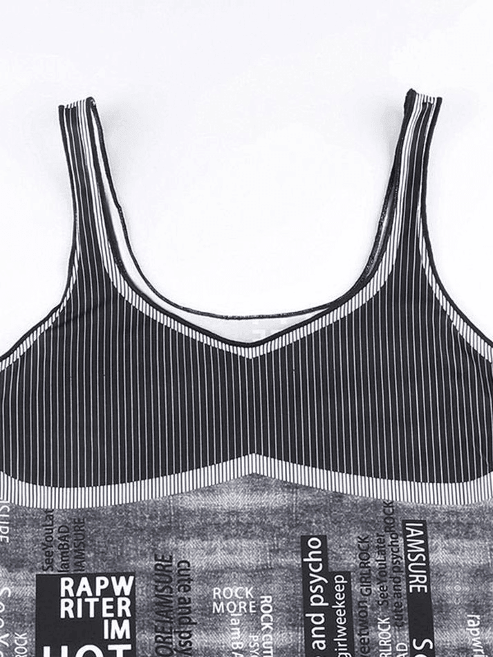 Contrast Letter Stripe Tank Top-Tops&Tees-MAUV STUDIO-STREETWEAR-Y2K-CLOTHING
