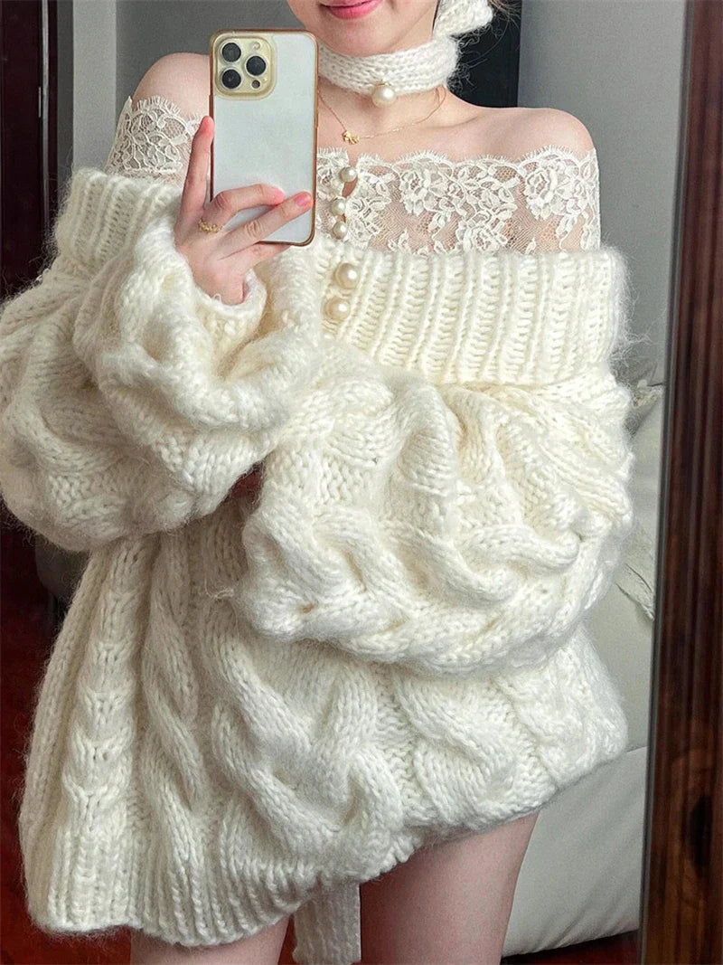 Coquette Chunky Cable Knit Sweater