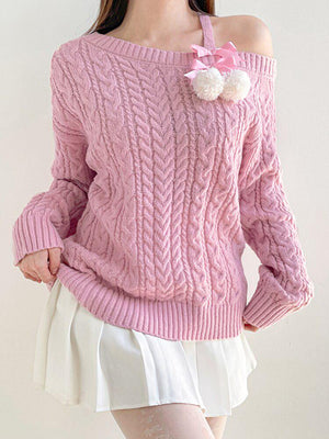 Coquette Cut-Out Knit Sweater-Mauv Studio