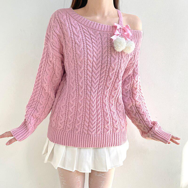 Coquette Cut-Out Knit Sweater-Pink-S-Mauv Studio