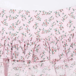 Coquette Floral Ruffled Mini Skirt-Mauv Studio
