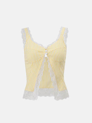 Coquette Front Split Top with lace trim, Y2K tube top styled with low rise bottoms
