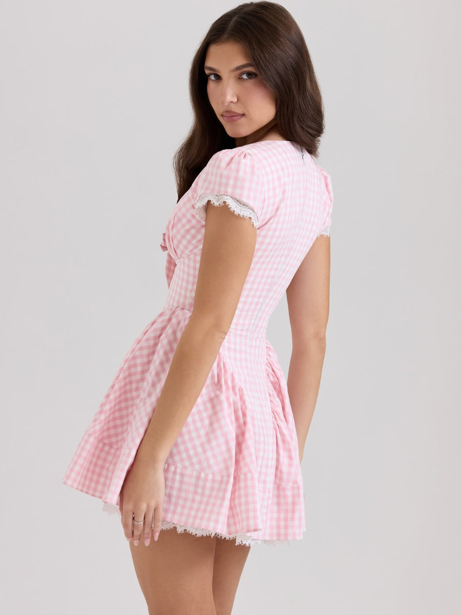 Coquette Gingham Mini Dress view 2 | MAUVSTUDIO®