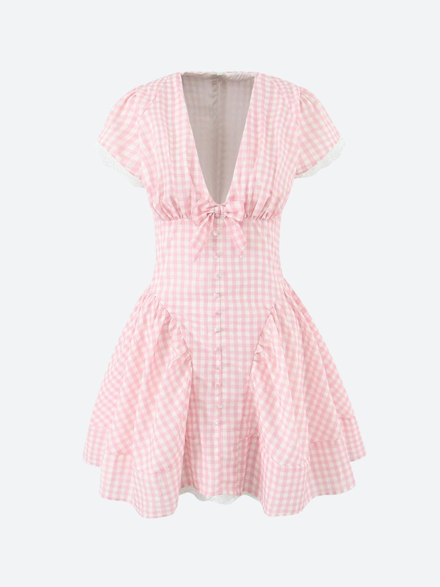 Coquette Gingham Mini Dress view 5 | MAUVSTUDIO®