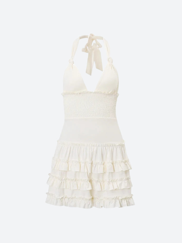 Coquette Halter Neck Mini Dress view 6 | MAUVSTUDIO®