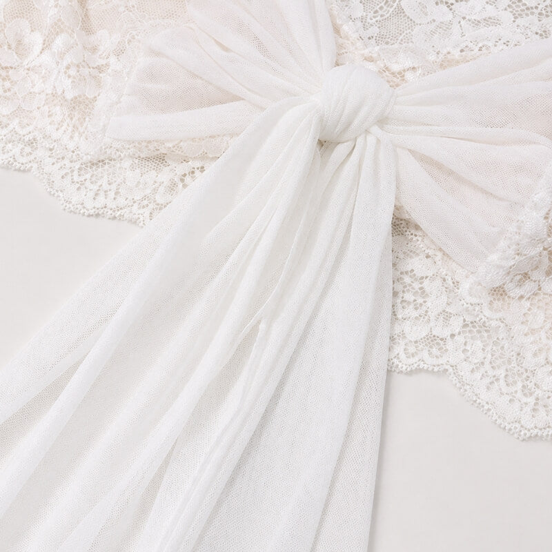 Coquette Lace Bow Top with lace trim, Y2K corset styled with low rise bottoms