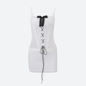 Coquette Lace Corset Mini Dress view 5 | MAUVSTUDIO®