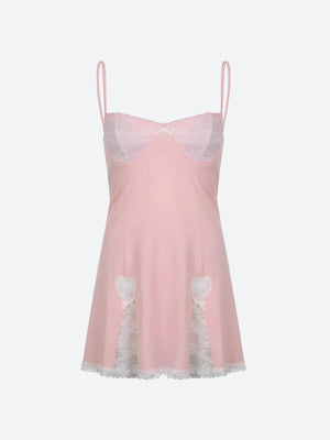 Coquette Lace Slit Mini Dress-Mauv Studio