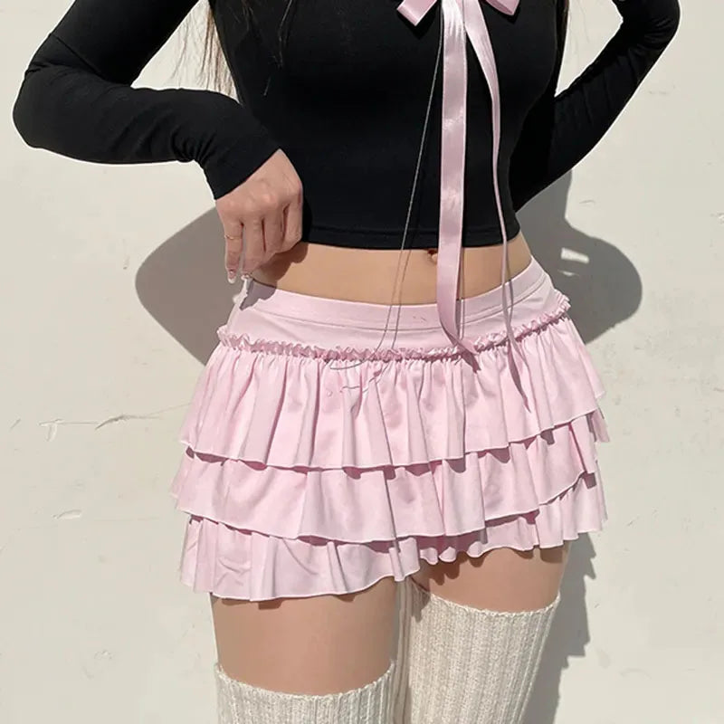 , Y2K skirt styled with a crop top