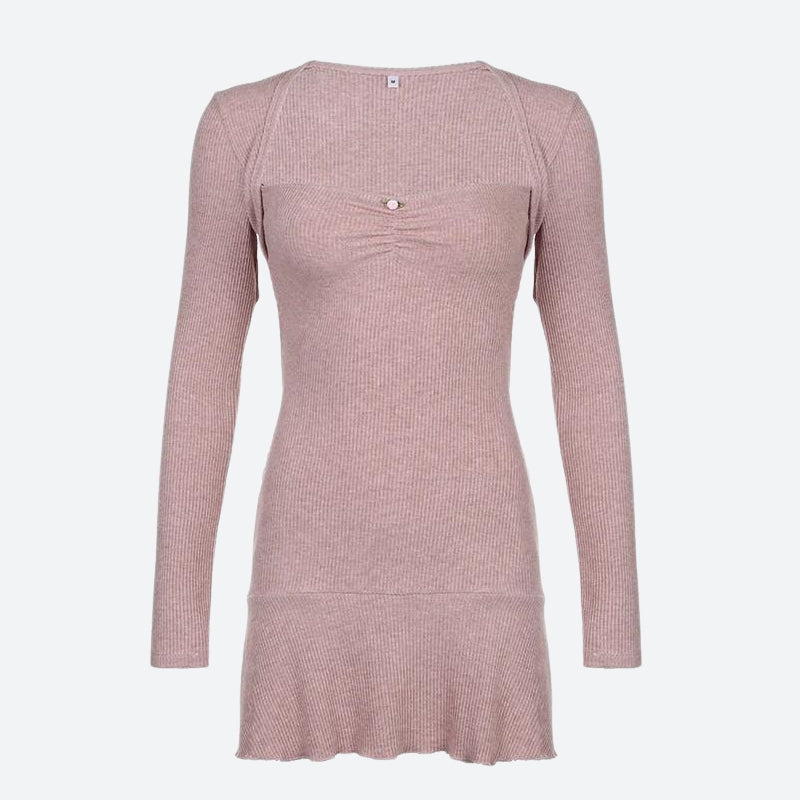 Coquette Pink Mini Dress view 4 | MAUVSTUDIO®