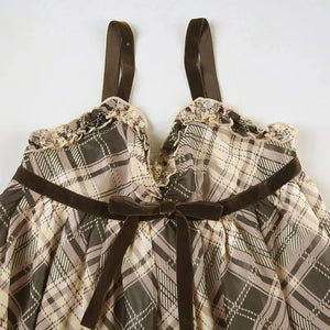 Coquette Plaid Mini Dress view 4 | MAUVSTUDIO®