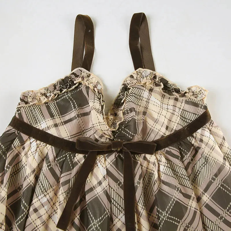 Coquette Plaid Mini Dress view 4 | MAUVSTUDIO®