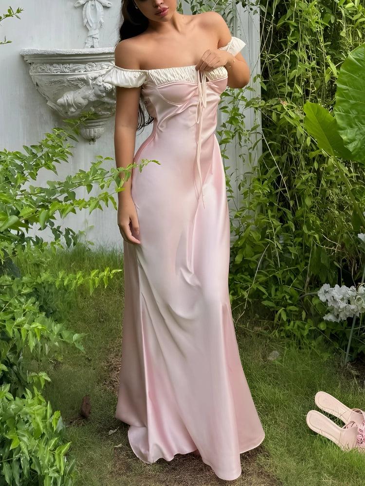 Coquette Princess Satin Maxi Dress view 8 | MAUVSTUDIO®