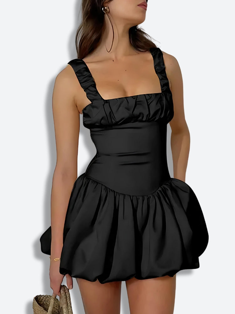 ruched bubble skort dress Fleur Grey Ruched Bubble Hem Mini Dress