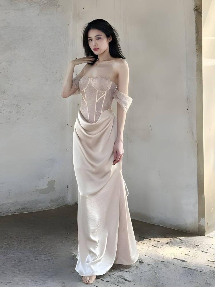 Corset Satin Maxi Dress view 2 | MAUVSTUDIO®