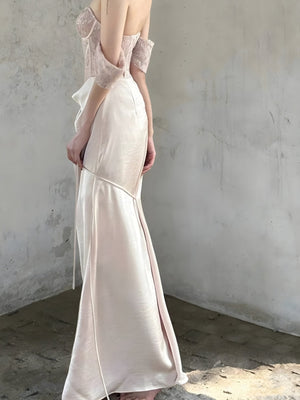 Corset Satin Maxi Dress view 4 | MAUVSTUDIO®