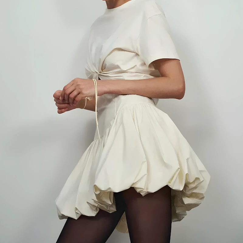 Corset Waist Bubble Mini Skirt-Mauv Studio
