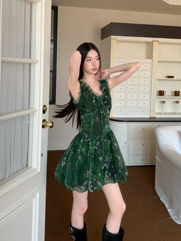 Cottagecore Bubble Tulle Mini Dress