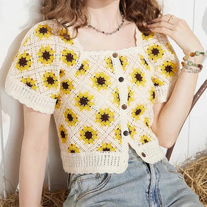 Cottagecore Floral Crochet Cardigan-Yellow-One Size-Mauv Studio