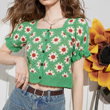 Cottagecore Floral Crochet Cardigan-Green-One Size-Mauv Studio