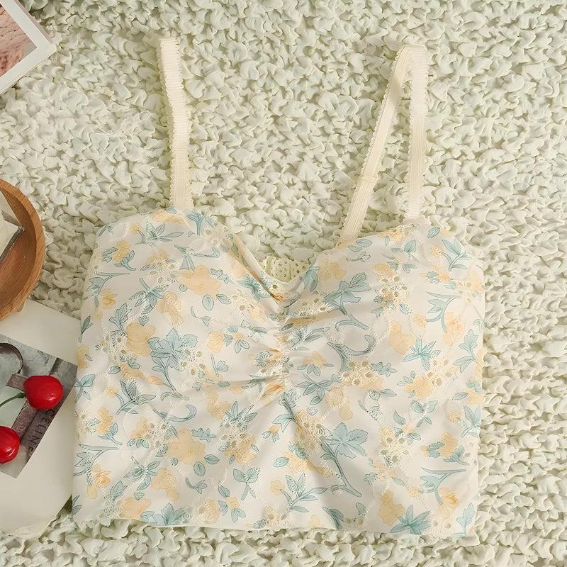 Cottagecore Floral Crop Top-Yellow-One Size-Mauv Studio