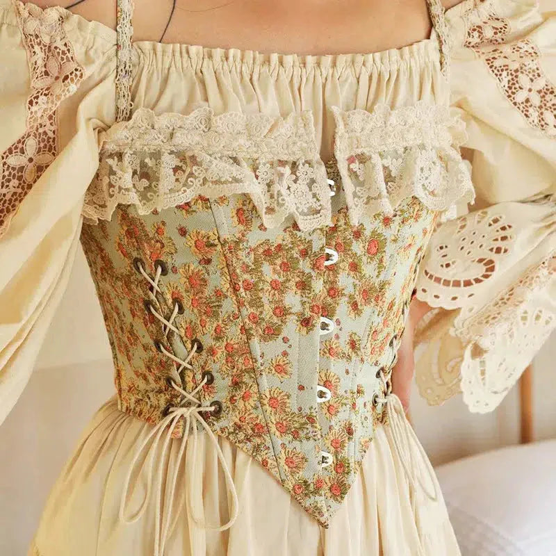 cottagecore corset dress Cottagecore Floral Lace Up Corset Top – MAUV STUDIO®® – MAUVSTUDIO®