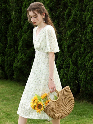 Cottagecore Floral Midi Dress-Mauv Studio