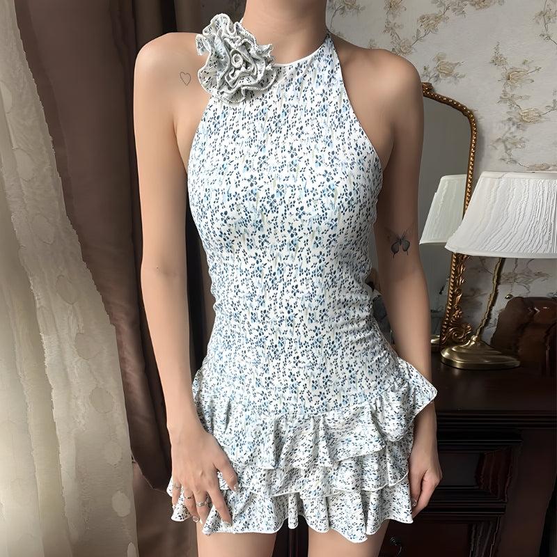 Cottagecore Floral Ruffled Mini Dress view 8 | MAUVSTUDIO®