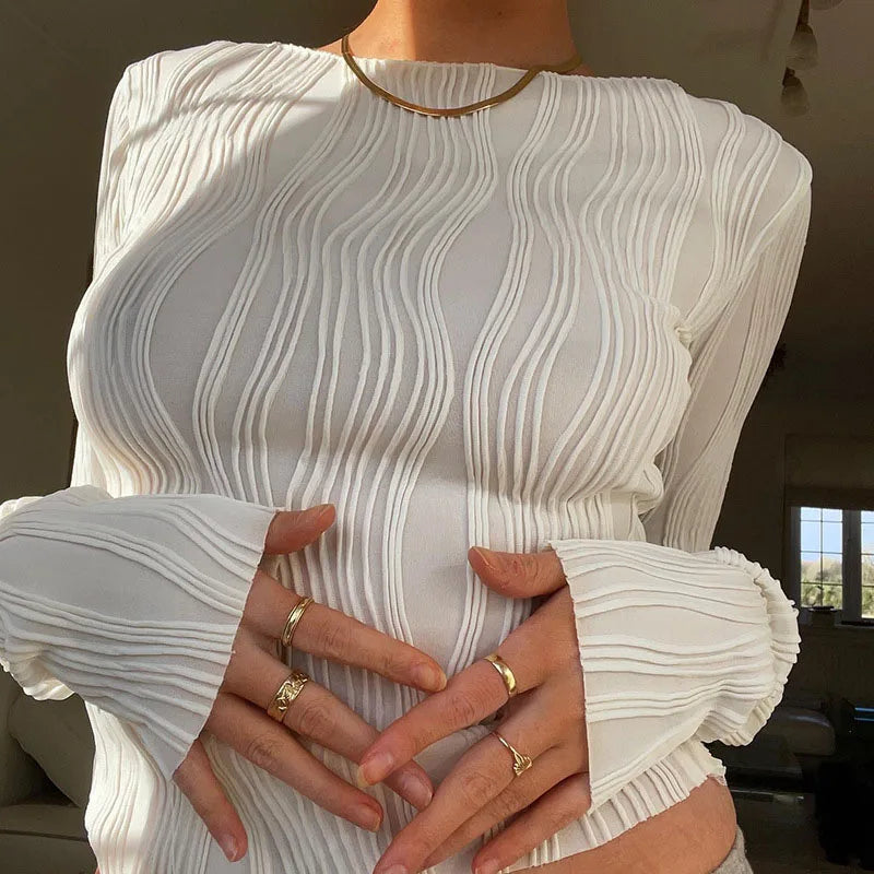 Crinkle Long Sleeve Top – MAUVSTUDIO®